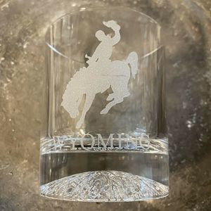 Libby Lowball Whiskey Glasses Wyoming Cowboy Horse